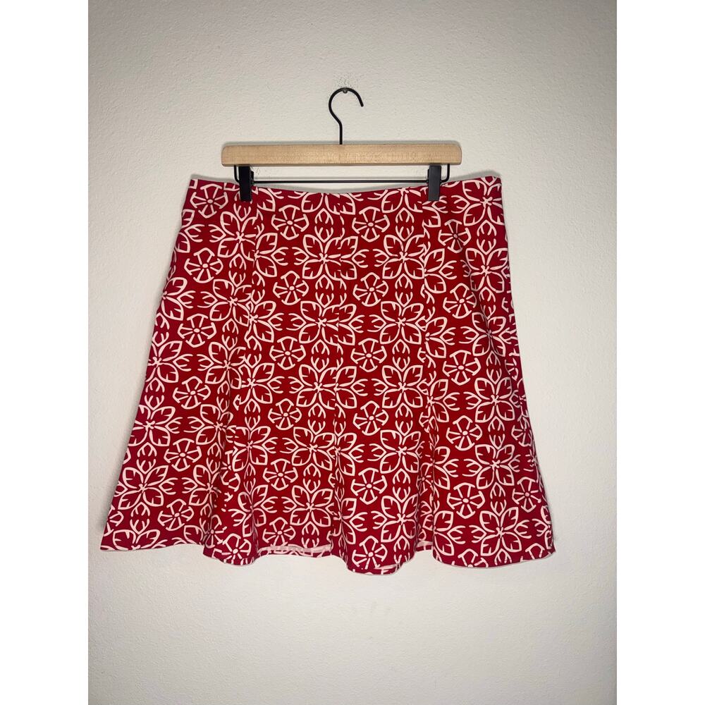 Oscar by Oscar de la Renta Red White Floral A-Line Skirt NWOT Size 14